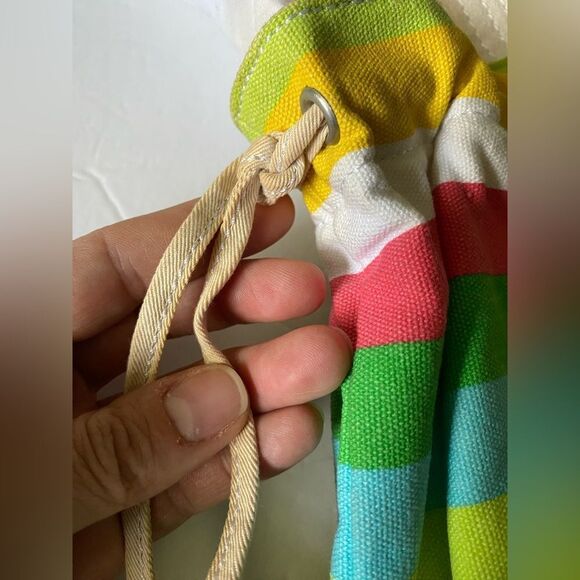 O’ Neill striped colorful rainbow Kelly green beach bag canvas tote - Picture 10 of 12